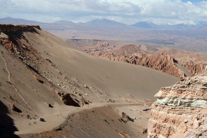 Valle de la Muerte bij San Pedro de Atacama, uitzicht op Bolivia